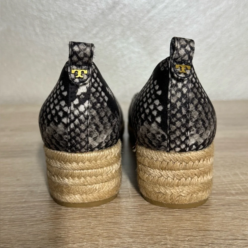 Tory Burch Jute Women 8 Snack Heather Espadrille Wedge Ballet Skimmer Shoes